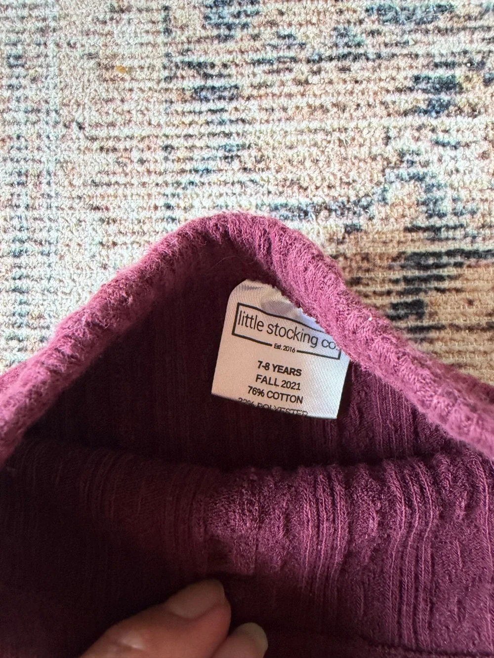 Little Stocking Co Children's Cable Knit Footed Tights in Plum